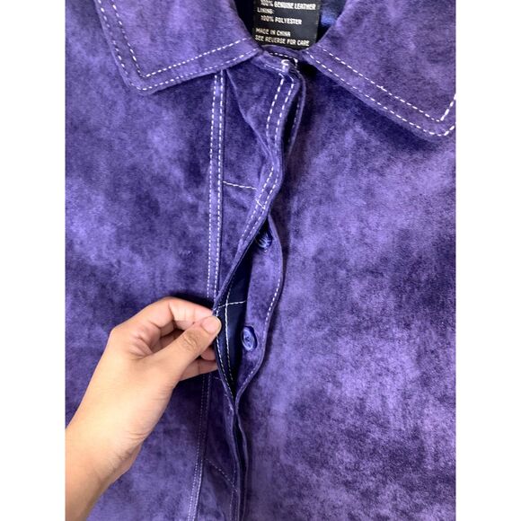 Terry Lewis Classic Luxuries Purple Leather Suede Jacket Size 14 NWT - Picture 4 of 9